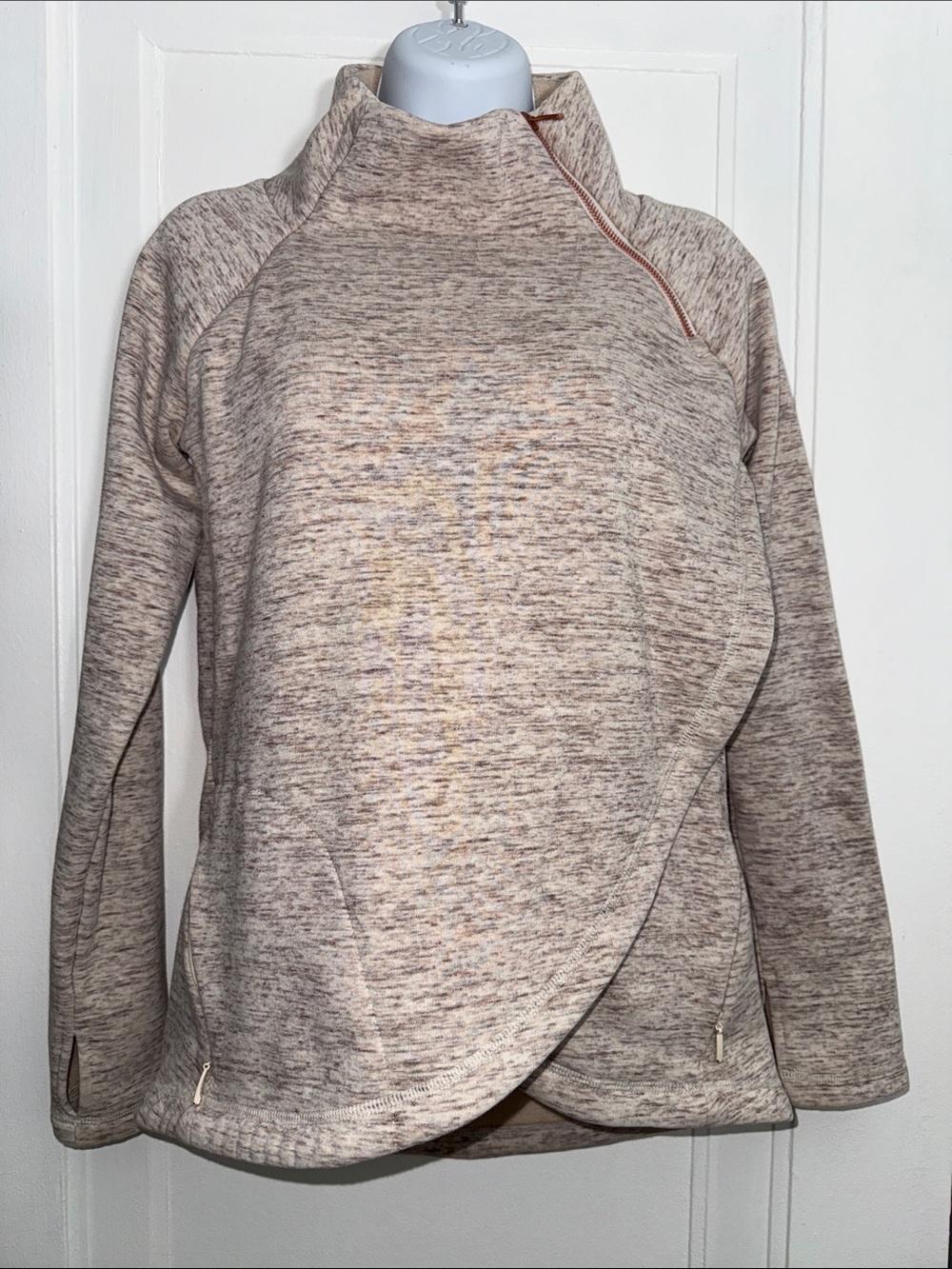 Athleta Asymmetrical Zip Mock Neck Fleece Pullover size xxs
